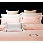 New 100s solid color embroidered long-staple cotton four-piece set 1.5m bed sheet style four-piece set