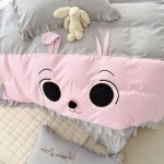 New high weight Korean version cute rabbit patch embroidered lace four-piece set