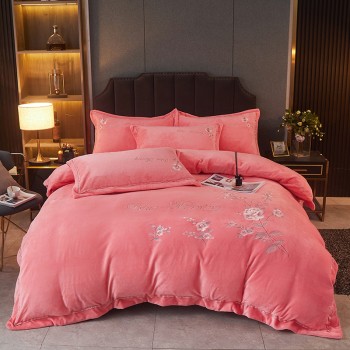 2023 new milk velvet embroidery four-piece set Shili Spring Breeze series bed sheet style four-piece set