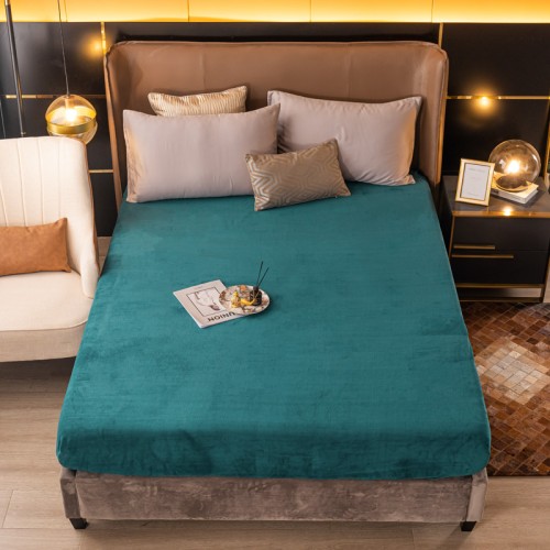 2023 new autumn and winter high weight milk velvet thickened bed sheet single product malachite green