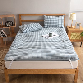 2022 new washed cotton cotton mattress scene one blue grid