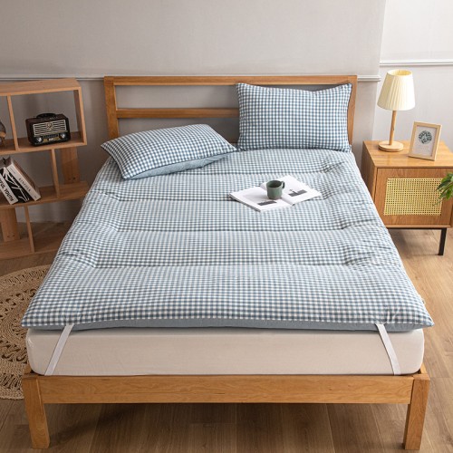 2022 new washed cotton cotton mattress scene one blue grid