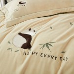 260GA high luxury panda embroidered fully matted milk velvet thickened anti-static quilt cover sheet and fitted sheet