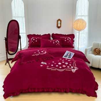 New baby velvet embroidered Camellia Muge series four-piece set