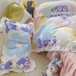 2022 new Korean version of active printing lace bed sheets bed skirt nylon cotton thickened brushed four-piece set Defei rabbit