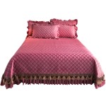 Crystal velvet quilted bed cover three-piece set Shengshi Nianhua Bean Paste