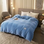 2022 autumn and winter new milk velvet solid color quilt cover