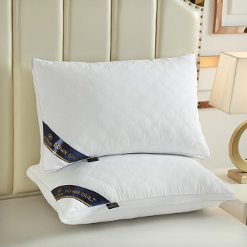 2022 new Hilton three-dimensional quilted three-line grid pillow core feather velvet pillow 4874cm white 1000g